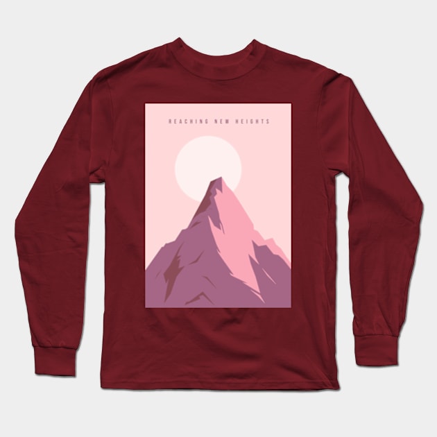 Reaching New Heights Mountaintop Illustration Long Sleeve T-Shirt by lisousisa